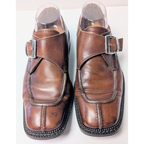 Dominus Monk Strap Dressy Loafers MENS SIZE EU 41 US 8 Caramel Leather Italy - Picture 2 of 6